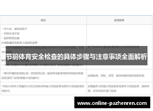 节前体育安全检查的具体步骤与注意事项全面解析